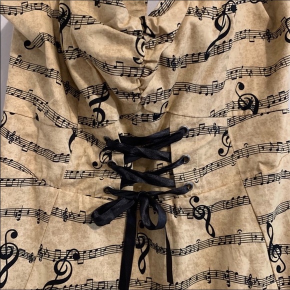 HOT TOPIC Music Note Rockabilly Pin-Up Style Corset Sleeveless Halter Dress - Picture 5 of 16